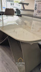 Tavolo Fly Allungabile - in Ceramica con Base in Metallo Bronzo o Cashmere