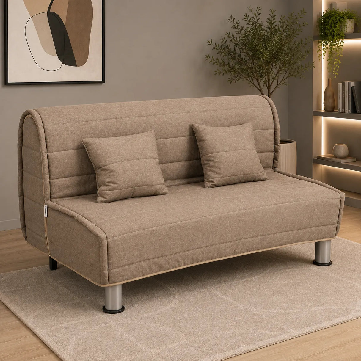Pronto Letto Ischia trasformabile e salvaspazio, disponibile singolo, una piazza e mezza e matrimoniale. Colori avorio, tortora e grigio.