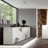 Sala Chloe soggiorno moderno bianco lucido con dettagli specchiati.