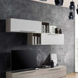 Sala Emanuela soggiorno moderno finitura olmo e bianco lucido.