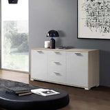 Sala Emanuela soggiorno moderno finitura olmo e bianco lucido.