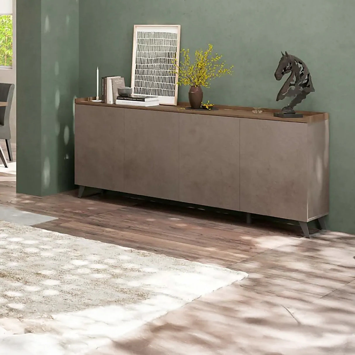 Sala Melissa soggiorno moderno finitura bronzo e mercure.