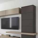 Sala Silvana soggiorno moderno con parete attrezzata e madia finitura Congo e Zonda.