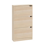 Scarpiera salvaspazio 3 ante ribalta doppia profondità in legno grigio o olmo, compatta ed elegante per ogni ambiente