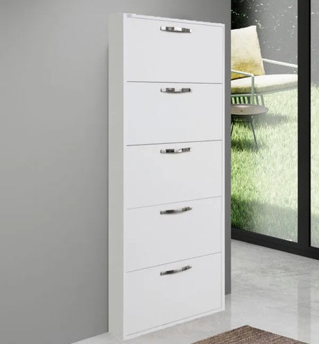 Scarpiera Serena 5 ante moderna in finitura legno, design elegante Made in Italy


