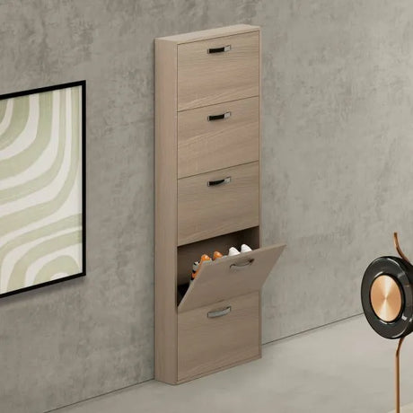 Scarpiera Serena 5 ante moderna in finitura legno, design elegante Made in Italy