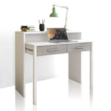 Scrivania consolle Miami con 2 cassetti e finitura moderna cemento e larice bianco

