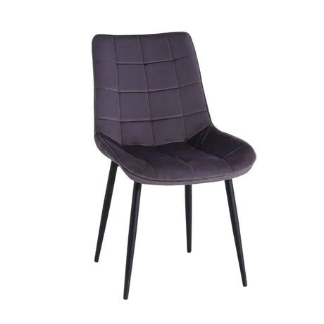 Sedia Celine in velluto grigio scuro con gambe in metallo nero opaco

