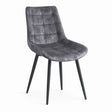 Set 2 sedie Cherie trapuntate imbottite in tessuto tortora e grigio con gambe in metallo nero design moderno