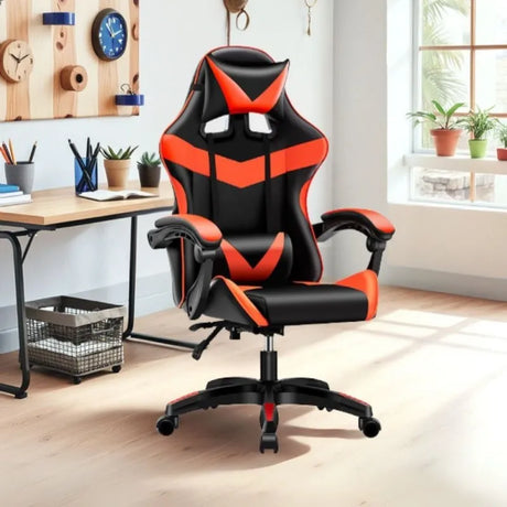 Sedia Gaming Nera e Rossa con Schienale Alto Reclinabile e Imbottitura in PVC