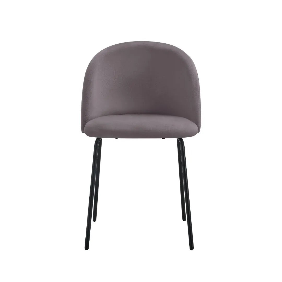 Sedia Denise moderna con seduta in tessuto grigio e gambe nere in metallo

