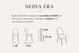 Sedia Era imbottita in microfibra HTSDR con schienale trapuntato e gambe in metallo verniciato a polvere