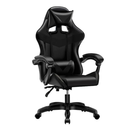 Sedia da ufficio gaming nera con schienale alto e imbottitura in PVC