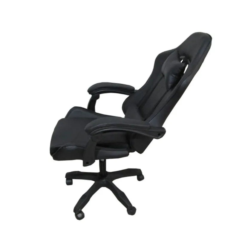 Sedia da ufficio gaming nera con schienale alto e imbottitura in PVC