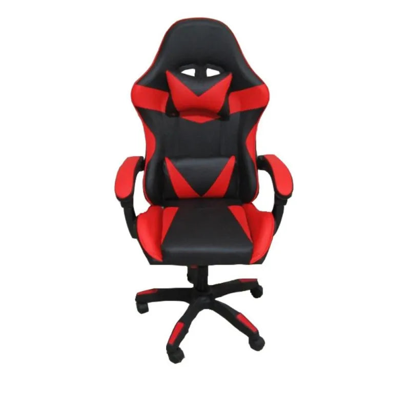 Sedia da gaming nera con dettagli rossi e schienale alto reclinabile

