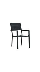Sedia da giardino Oregon in HDPE effetto legno con struttura in acciaio nero