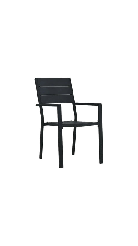 Sedia da giardino Oregon in HDPE effetto legno con struttura in acciaio nero