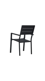 Sedia da giardino Oregon in HDPE effetto legno con struttura in acciaio nero

