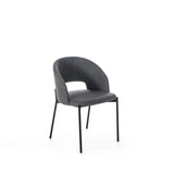 Sedia Greta imbottita in tessuto con gambe in metallo verniciato, disponibile in giallo, grigio e arancione
