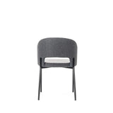 Sedia Greta imbottita in tessuto con gambe in metallo verniciato, disponibile in giallo, grigio e arancione