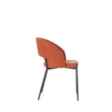 Sedia Greta imbottita in tessuto con gambe in metallo verniciato, disponibile in giallo, grigio e arancione

