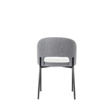 Sedia Greta imbottita in tessuto con gambe in metallo verniciato, disponibile in giallo, grigio e arancione