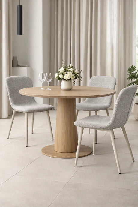 Sedia Ida in tessuto tortora o grigio con gambe in metallo verniciato design moderno