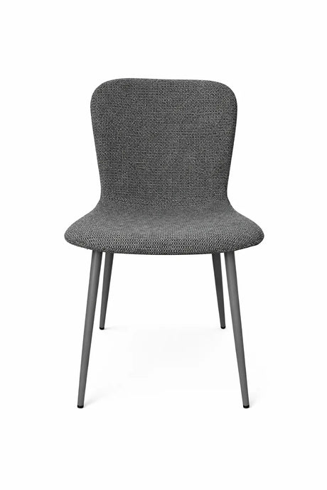 Sedia Ida in tessuto tortora o grigio con gambe in metallo verniciato design moderno