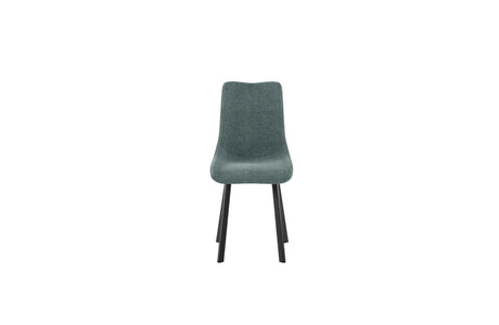 Sedia Iris con seduta acquamarina in tessuto easy-clean e struttura in metallo nero


