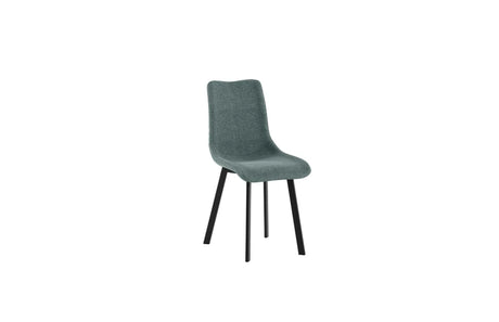 Sedia Iris con seduta acquamarina in tessuto easy-clean e struttura in metallo nero