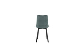 Sedia Iris con seduta acquamarina in tessuto easy-clean e struttura in metallo nero