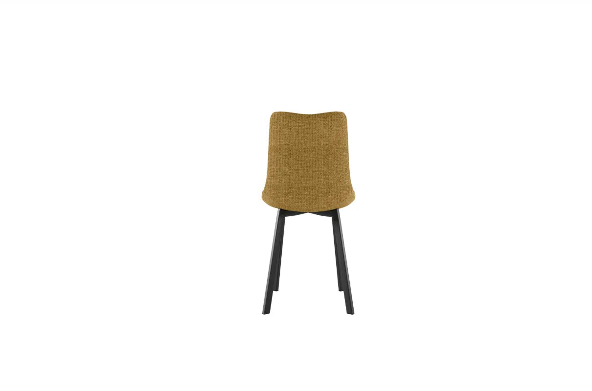 Sedia Iris con seduta gialla in tessuto easy-clean e gambe in metallo nero