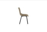 Sedia Iris con rivestimento beige easy-clean e struttura in metallo nero

