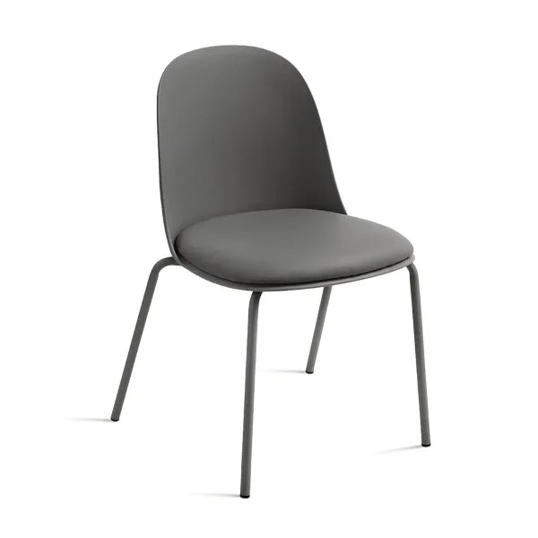 Sedia Lete moderna con seduta in ecopelle e struttura in metallo verniciato, perfetta per soggiorno o cucina