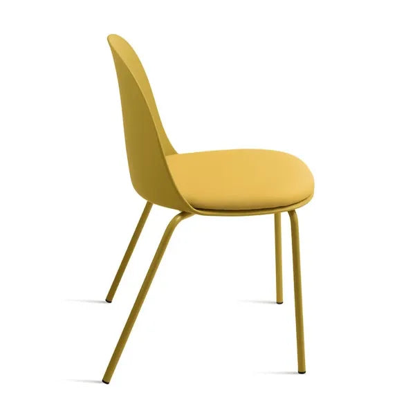 Sedia Lete moderna con seduta in ecopelle e struttura in metallo verniciato, perfetta per soggiorno o cucina

