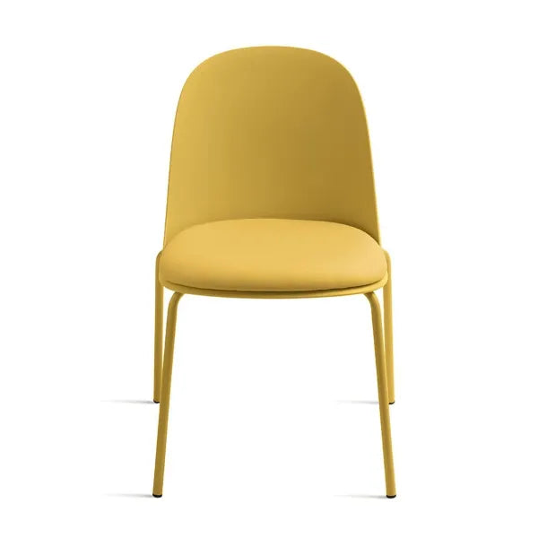 Sedia Lete moderna con seduta in ecopelle e struttura in metallo verniciato, perfetta per soggiorno o cucina

