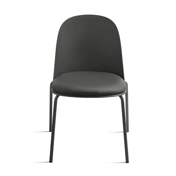Sedia Lete moderna con seduta in ecopelle e struttura in metallo verniciato, perfetta per soggiorno o cucina


