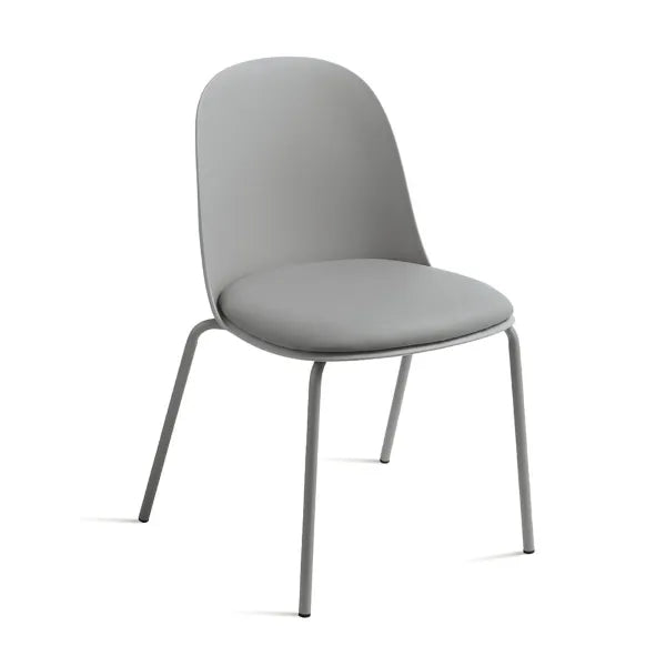 Sedia Lete moderna con seduta in ecopelle e struttura in metallo verniciato, perfetta per soggiorno o cucina

