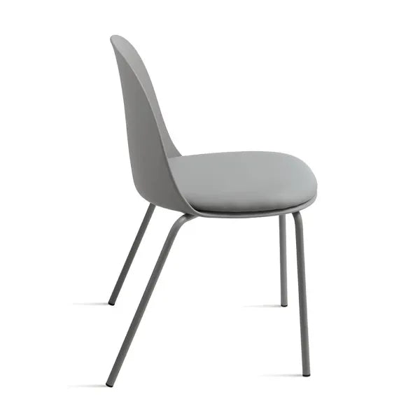 Sedia Lete moderna con seduta in ecopelle e struttura in metallo verniciato, perfetta per soggiorno o cucina