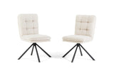 Sedia Monica in velluto a costine beige con base in metallo nero, venduta in set da 2 sedie.