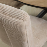 Sedia Monica in velluto a costine beige con base in metallo nero, venduta in set da 2 sedie.