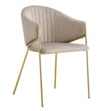 Sedia Olly in stile nordico con seduta in velluto e gambe in metallo dorato

