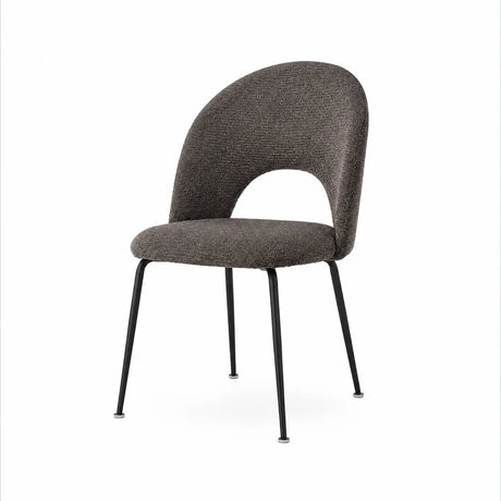 Sedia Paola imbottita in tessuto Water Repellent antimacchia fango e grigio chiaro con gambe in metallo nero.