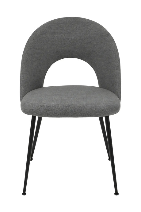 Sedia moderna Paola con rivestimento grigio idrorepellente e gambe nere