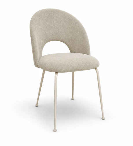 Sedia Paola imbottita in microfibra HTSDR con gambe in metallo verniciato a polvere, disponibile in tortora, verde, grigio e cammello, venduta in set da 2.