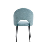 Sedia PAOLA moderna con rivestimento acquamarina idrorepellente e gambe in metallo nero