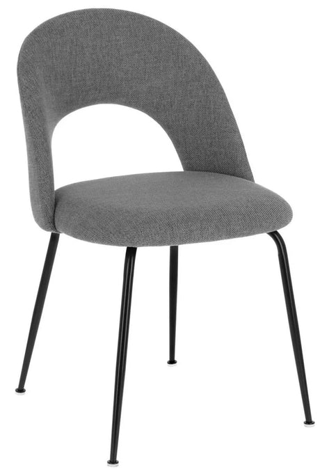 Sedia moderna Paola con rivestimento idrorepellente e gambe nere in metallo