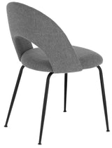 Sedia moderna Paola con rivestimento idrorepellente e gambe nere in metallo

