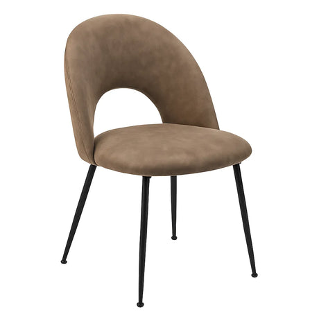 Sedia Paola in tessuto Nabuk con gambe in metallo nero e schienale imbottito