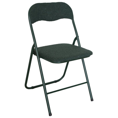 Sedia pieghevole Solana in tessuto bouclè con struttura in metallo, design moderno e salvaspazio